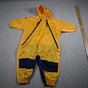 Tuffo Baby Toddler Rain Suit One Piece Hooded Yellow Blue 18 Months